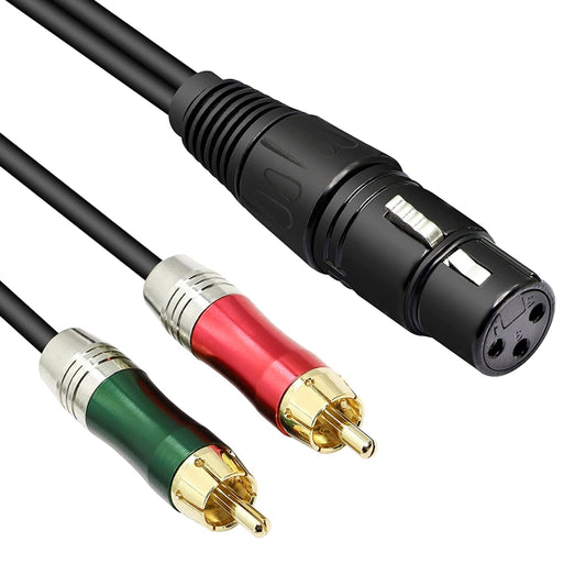 30cm Metal Head 3 Pin XLR CANNON Female to 2 RCA Male Audio Connector Adapter Cable for Microphone / Audio Equipment by buy2fix