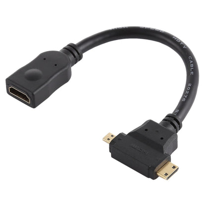 HDMI Female to Mini HDMI + Micro HDMI T Shape Cable(Black) - Cable by buy2fix | Online Shopping UK | buy2fix