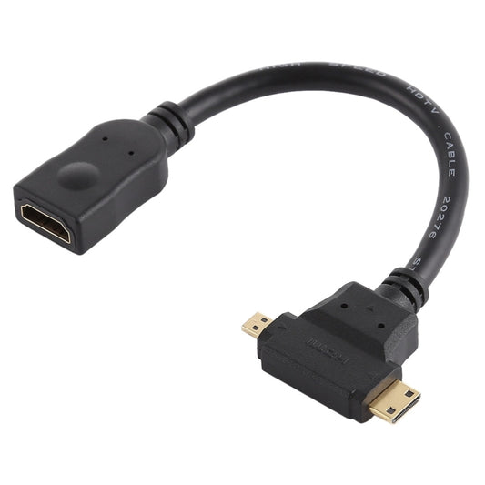 HDMI Female to Mini HDMI + Micro HDMI T Shape Cable(Black) by buy2fix