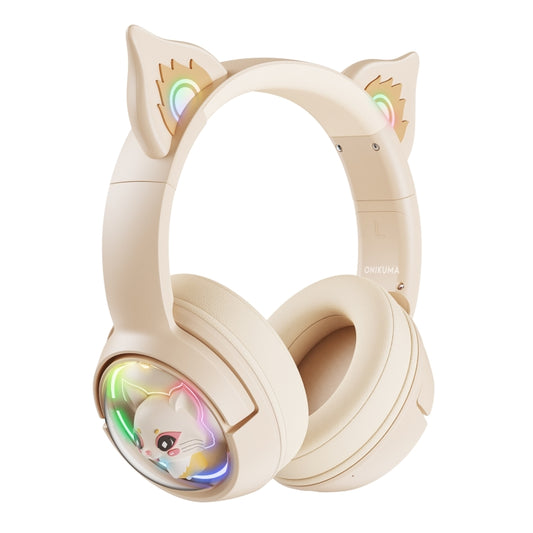 B5 Cat Ear Design USB-C / Type-C RGB Wireless Bluetooth HiFi Headset (Beige) by buy2fix