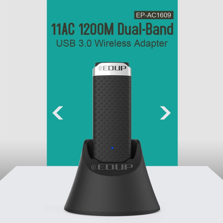 EDUP EP-AC1609 1200Mbps High Speed USB 3.0 WiFi Adapter Receiver Ethernet Adapter with 1m Extend Cable & Base - USB Network Adapter by EDUP | Online Shopping UK | buy2fix