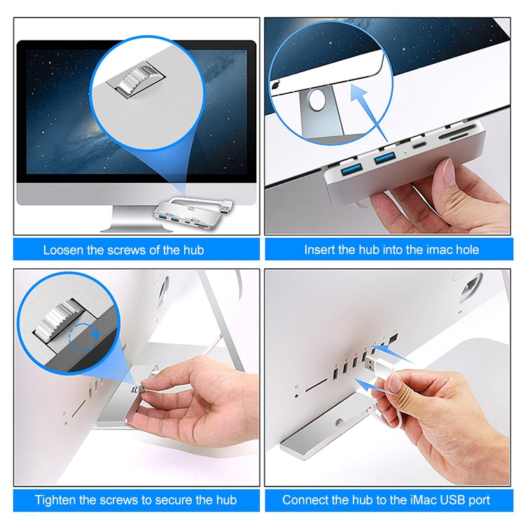 Rocketek For iMac Type-C / USB-C + Dual USB3.0 + SD / TF Multi-function HUB Expansion Dock - Computer & Networking by ROCKETEK | Online Shopping UK | buy2fix