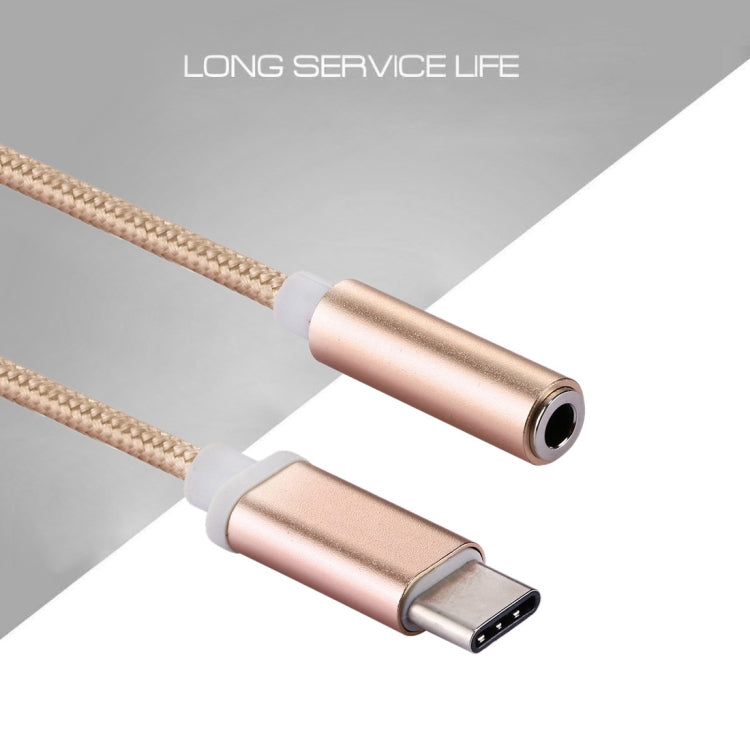 USB-C / Type-C Male to 3.5mm Female Weave Texture Audio Adapter, Length: about 10cm(Gold) - Type-C Adapter by buy2fix | Online Shopping UK | buy2fix