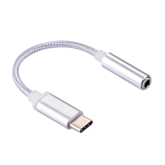 USB-C / Type-C Male to 3.5mm Female Weave Texture Audio Adapter, Length: about 10cm(Silver) by buy2fix