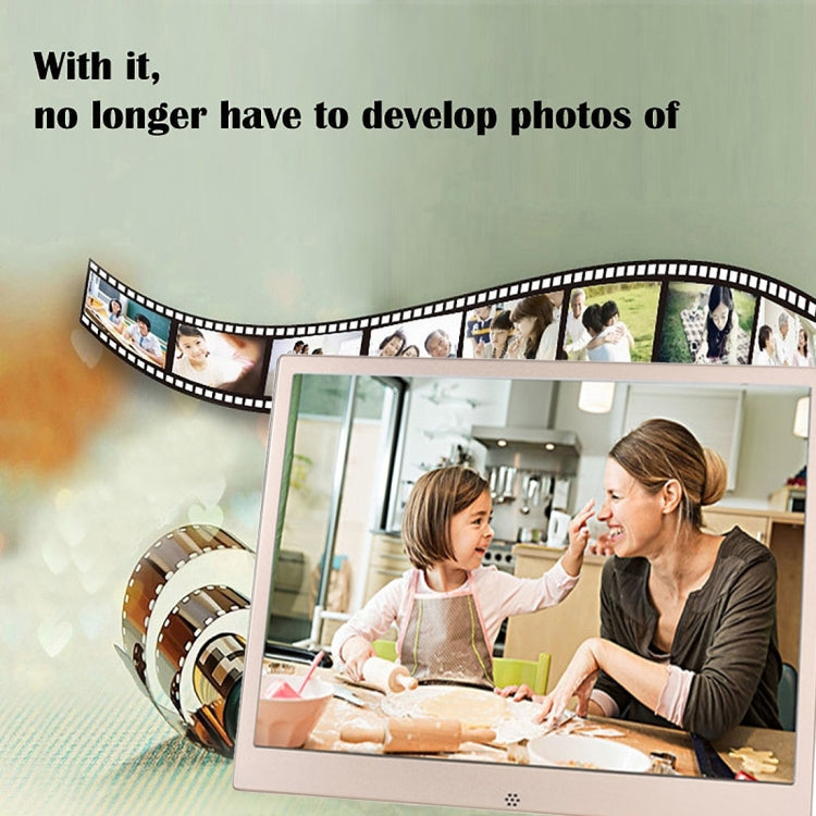 HSD1303 13.3 inch LED 1280x800 High Resolution Display Digital Photo Frame with Holder and Remote Control, Support SD / MMC / MS Card / USB Port, US Plug(Gold) - Consumer Electronics by buy2fix | Online Shopping UK | buy2fix