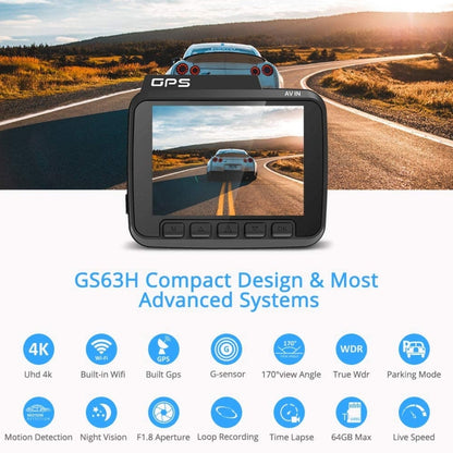 GS63H Car DVR Camera 2.4 inch LCD Screen HD 2880 x 2160P 150 Degree Wide Angle Viewing, Support Motion Detection / TF Card / G-Sensor / GPS / WiFi / HDMI(Black) by buy2fix