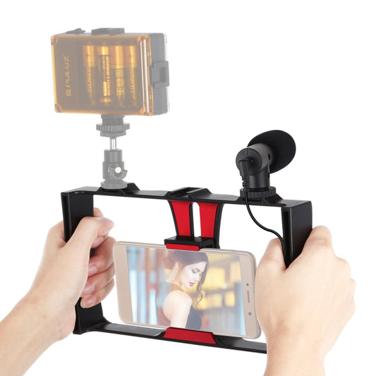 PULUZ 2 in 1 Live Broadcast Smartphone Video Rig + Microphone Kits for iPhone, Galaxy, Huawei, Xiaomi, HTC, LG, Google, and Other Smartphones(Red) - Camera Accessories by PULUZ | Online Shopping UK | buy2fix