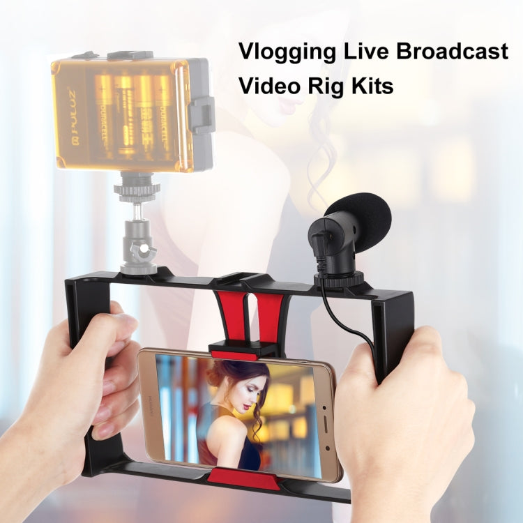 PULUZ 2 in 1 Live Broadcast Smartphone Video Rig + Microphone Kits for iPhone, Galaxy, Huawei, Xiaomi, HTC, LG, Google, and Other Smartphones(Red) - Camera Accessories by PULUZ | Online Shopping UK | buy2fix