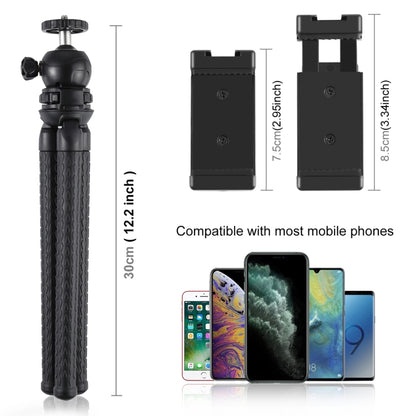 PULUZ Mini Octopus Flexible Tripod Holder with Ball Head & Phone Clamp + Tripod Mount Adapter & Long Screw for SLR Cameras, GoPro, Cellphone, Size: 30cmx5cm - DJI & GoPro Accessories by PULUZ | Online Shopping UK | buy2fix