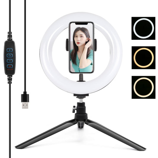 PULUZ 7.9 inch 20cm Light + Desktop Tripod Mount USB 3 Modes Dimmable Dual Color Temperature LED Curved Light Ring Vlogging Selfie Beauty Photography Video Lights with Phone Clamp(Black) - Consumer Electronics by PULUZ | Online Shopping UK | buy2fix