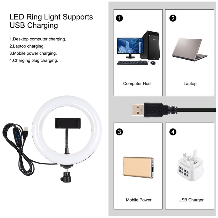 PULUZ 7.9 inch 20cm Light+ Round Base Desktop Holder USB 3 Modes Dimmable Dual Color Temperature LED Curved Light Ring Vlogging Selfie Photography Video Lights with Phone Clamp(Black) - Consumer Electronics by PULUZ | Online Shopping UK | buy2fix