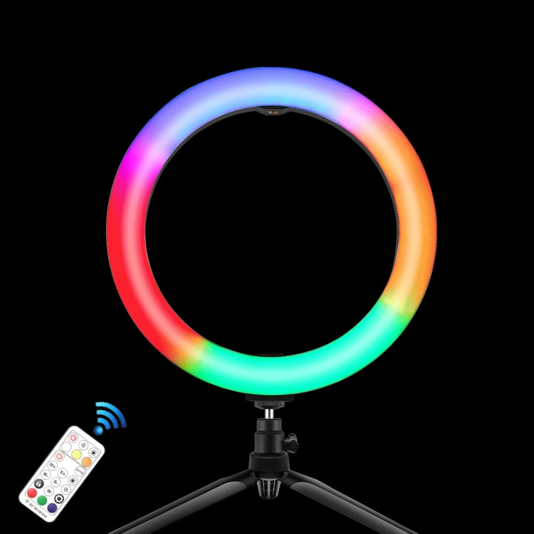 PULUZ 10.2 inch 26cm Marquee LED RGBWW Selfie Beauty Light + Desktop Tripod Mount 168 LED Dual-color Temperature Dimmable Ring Vlogging Photography Video Lights with Cold Shoe Tripod Ball Head & Remote Control & Phone Clamp(Black) - Consumer Electronics by PULUZ | Online Shopping UK | buy2fix