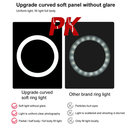 PULUZ 7.9 inch 20cm Light+ 1.1m Tripod Mount USB 3 Modes Dimmable Dual Color Temperature LED Curved Light Ring Vlogging Selfie Photography Video Lights with Phone Clamp(Black) - Consumer Electronics by PULUZ | Online Shopping UK | buy2fix