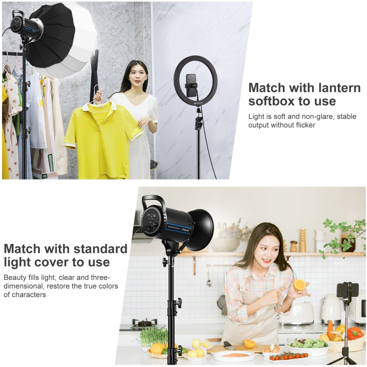 PULUZ 100W 5600K Studio Video Light + 2.8m Light Holder + 65cm Foldable Lantern Softbox Photography Kit(EU Plug) - Shoe Mount Flashes by PULUZ | Online Shopping UK | buy2fix