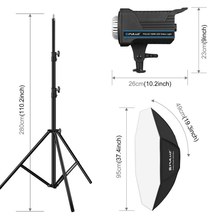 PULUZ 150W 3200K-5600K Photo Studio Strobe Flash Light Kit with Softbox Reflector & Tripod(EU Plug) - Shoe Mount Flashes by PULUZ | Online Shopping UK | buy2fix