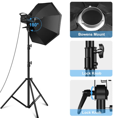 PULUZ 150W 3200K-5600K Photo Studio Strobe Flash Light Kit with Softbox Reflector & Tripod(EU Plug) - Shoe Mount Flashes by PULUZ | Online Shopping UK | buy2fix