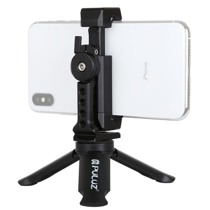 PULUZ Folding Plastic Tripod + Horizontal / Vertical Shooting Metal Clamp with Cold Shoe for iPhone, Galaxy, Huawei, Xiaomi, Sony, HTC, Google and other Smartphones - Desktop Holder by PULUZ | Online Shopping UK | buy2fix