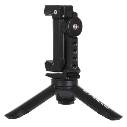 PULUZ Folding Plastic Tripod + Horizontal / Vertical Shooting Metal Clamp with Cold Shoe for iPhone, Galaxy, Huawei, Xiaomi, Sony, HTC, Google and other Smartphones - Desktop Holder by PULUZ | Online Shopping UK | buy2fix