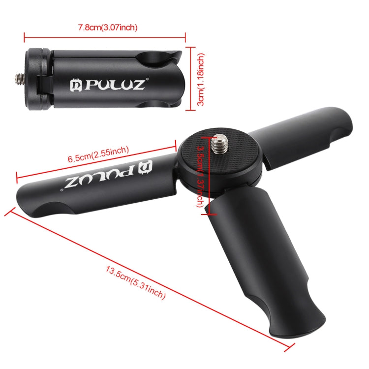 PULUZ Folding Plastic Tripod + Horizontal / Vertical Shooting Metal Clamp with Cold Shoe for iPhone, Galaxy, Huawei, Xiaomi, Sony, HTC, Google and other Smartphones - Desktop Holder by PULUZ | Online Shopping UK | buy2fix