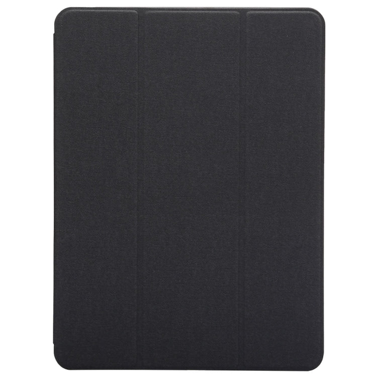 Cloth Texture Pattern Case for iPad 9.7 (2018) & iPad 9.7 inch (2017), with Three-folding Holder & Pen Slots(Black) - Apple Accessories by buy2fix | Online Shopping UK | buy2fix