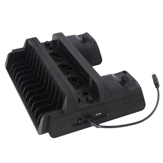 DOBE TP4-882 Ventilateur de refroidissement pour console de jeu 3 en 1 + emplacements de stockage de jeu + station de chargement pour contrôleur de jeu pour Sony PS4 / PS4 Pro / PS4 Slim (noir)