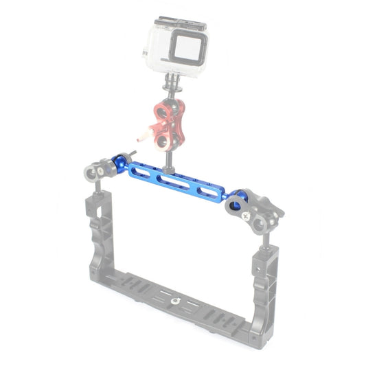 PULUZ 7.87 inch 20cm Aluminum Alloy Dual Balls Arm for Underwater Torch / Video Light, Ball Diameter: 2.54cm(Blue) by PULUZ