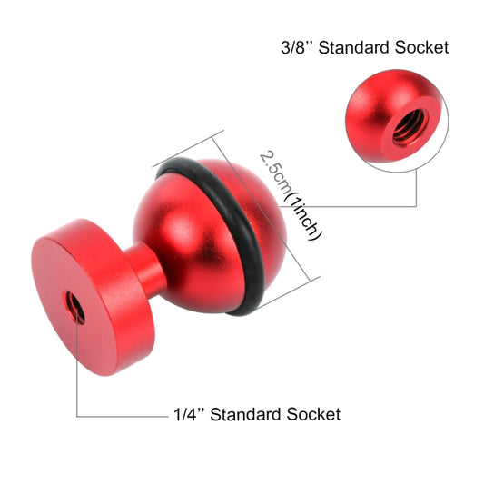 PULUZ CNC Aluminum Ball Head Adapter Mount for GoPro, Insta360, DJI and Other Action Cameras, Diameter: 2.5cm(Red) by PULUZ