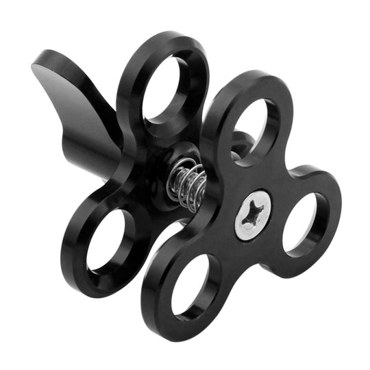 PULUZ Triple Ball Clamp Close Hole Support de caméra de plongée CNC Pince de lampe de poche à ressort en aluminium pour système de photographie sous-marine de plongée (noir)