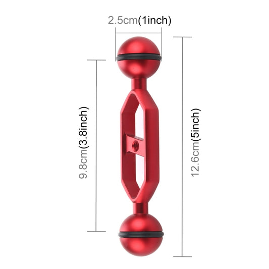 PULUZ 5.0 inch 12.6cm Aluminum Alloy Dual Balls Arm, Ball Diameter: 25mm(Red) by PULUZ
