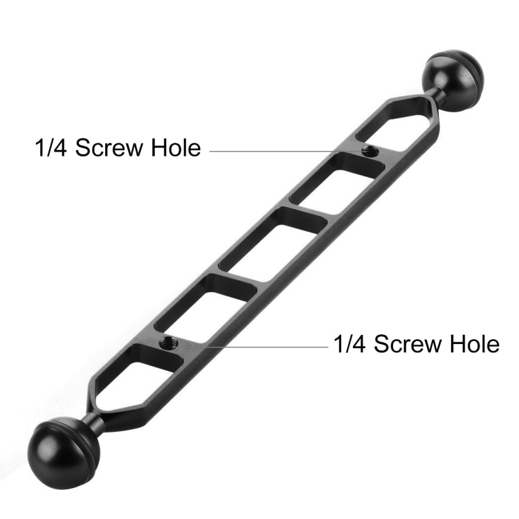 PULUZ 11.0 inch 27.9cm Aluminum Alloy Dual Balls Arm, Ball Diameter: 25mm(Black) - Camera Accessories by PULUZ | Online Shopping UK | buy2fix