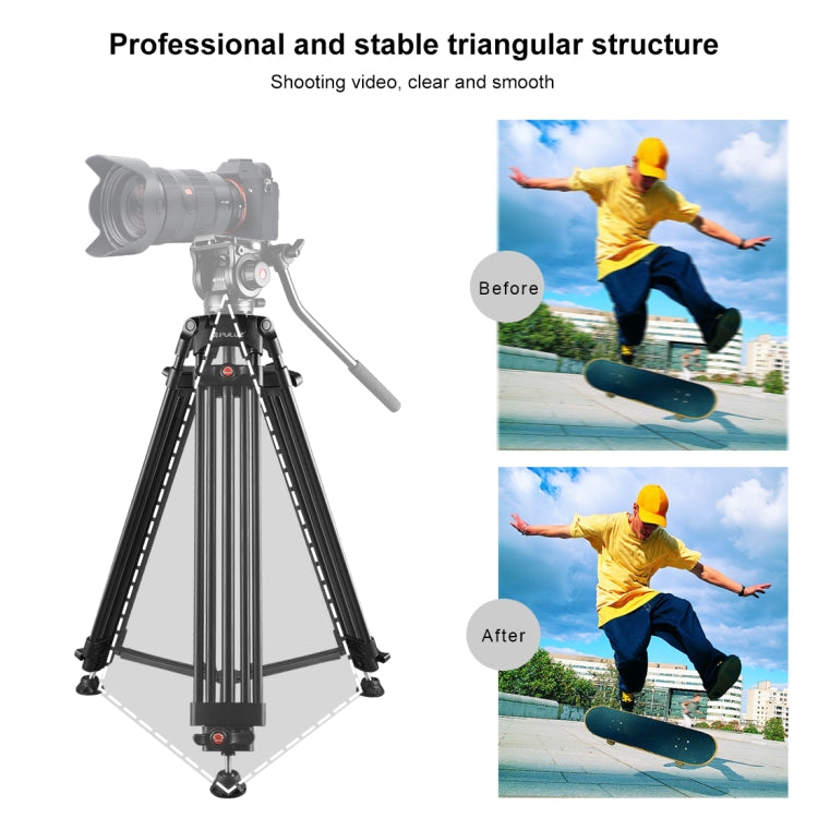 PULUZ Professional Heavy Duty Camcorder Aluminum Alloy Tripod - Camera Accessories by PULUZ | Online Shopping UK | buy2fix