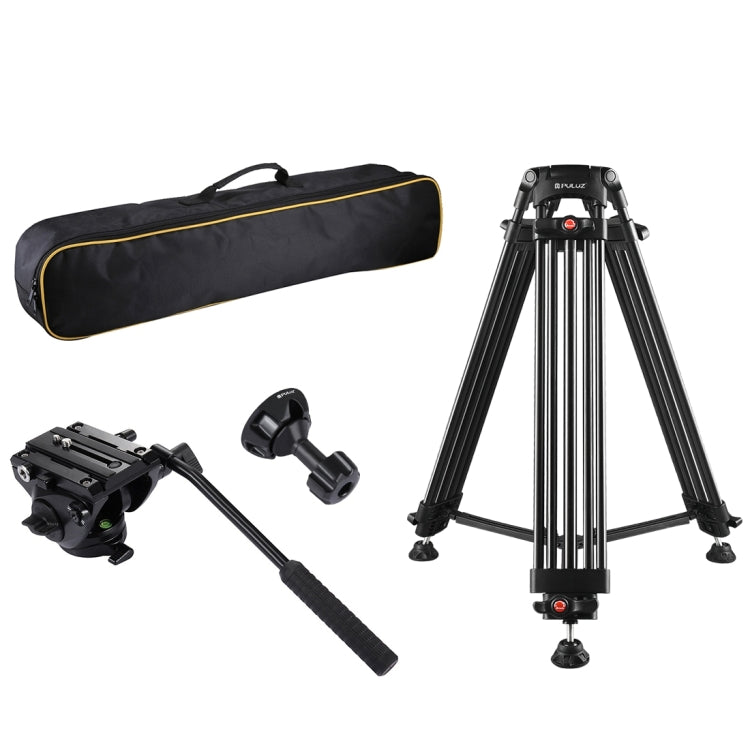 PULUZ 3 in 1 (Tripod + Bowl Adapter + Black Fluid Drag Head) Heavy Duty Video Camcorder Aluminum Alloy Tripod Mount Kit for DSLR / SLR Camera, Adjustable Height: 62-152cm - Camera Accessories by PULUZ | Online Shopping UK | buy2fix