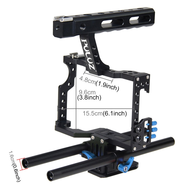 PULUZ Camera Cage Handle Stabilizer for Sony A7 & A7S & A7R, A7 II & A7R II & A7S II, A7R III & A7S III, A7R IV, A6000, A6500, A6300, Panasonic Lumix DMC-GH4(Blue) - Camera Accessories by PULUZ | Online Shopping UK | buy2fix