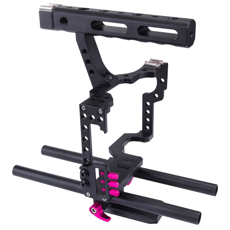 PULUZ Camera Cage Handle Stabilizer for Sony A7 & A7S & A7R, A7 II & A7R II & A7S II, A7R III & A7S III, A7R IV, A6000, A6500, A6300, Panasonic Lumix DMC-GH4(Rose Red) - Camera Accessories by PULUZ | Online Shopping UK | buy2fix