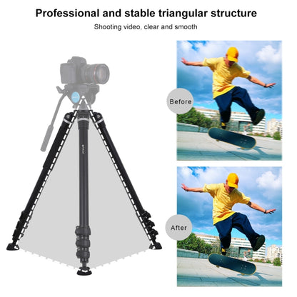 PULUZ 4-Section Folding Legs Metal Tripod Mount for DSLR / SLR Camera, Adjustable Height: 97-180cm - Camera Accessories by PULUZ | Online Shopping UK | buy2fix