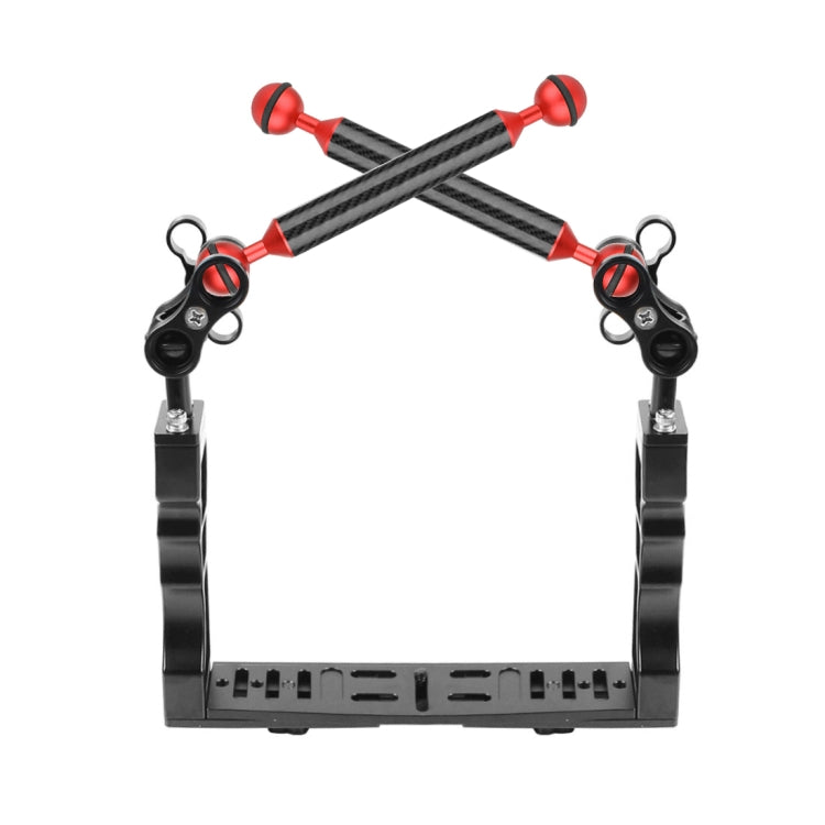 PULUZ Dual Handle Aluminium Tray Stabilizer with 2 x Dual Ball Aluminum Alloy Clamp & 2 x 7 inch Floating Arm for Underwater Camera Housings(Red) - Camera Accessories by PULUZ | Online Shopping UK | buy2fix