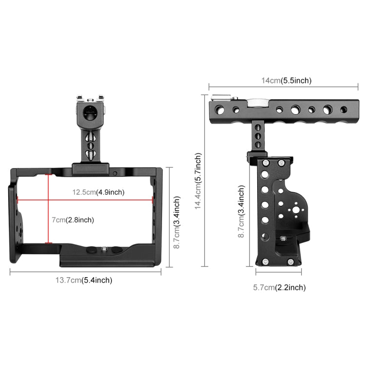 PULUZ Video Camera Cage Stabilizer with Handle for Sony A6600 / ILCE-6600(Black) - Camera Accessories by PULUZ | Online Shopping UK | buy2fix