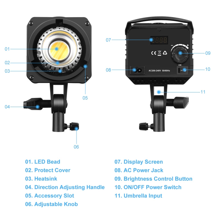 PULUZ 220V 150W Studio Video Light 3200K-5600K Dual Color Temperature Built-in Dissipate Heat System with Remote Control(US Plug) - Camera Accessories by PULUZ | Online Shopping UK | buy2fix