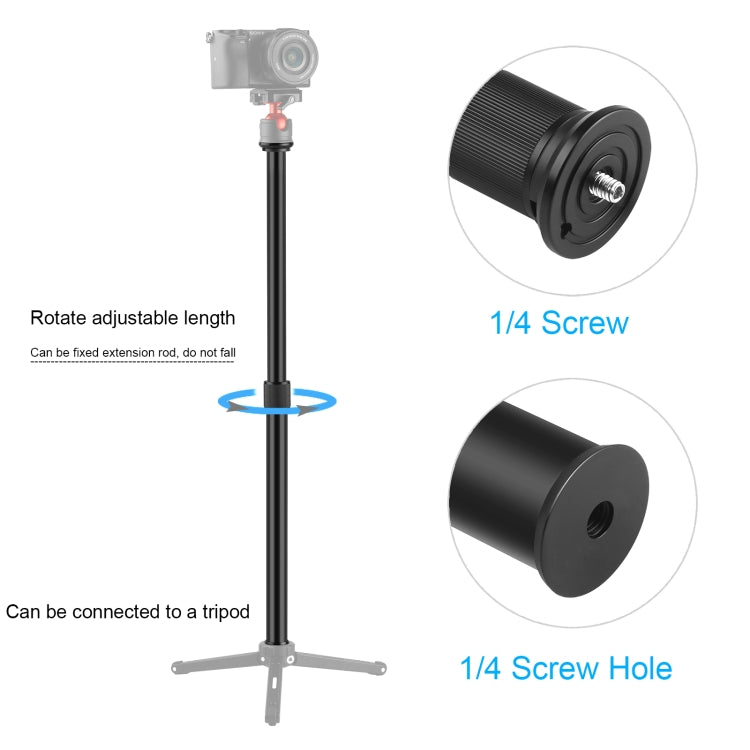 PULUZ Telescopic Extension Central Shaft Rod Monopod Holder, Rod Length: 33-60cm(Black) - Camera Accessories by PULUZ | Online Shopping UK | buy2fix