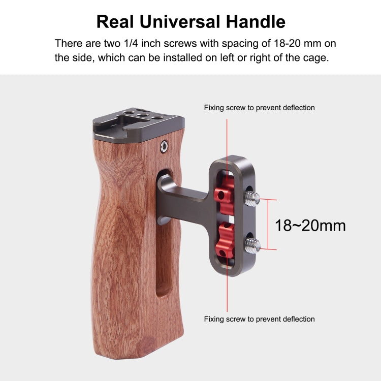 PULUZ Universal Side Wooden Handle Handgrip with Cold Shoe for DSLR Camera Cage(Bronze) - Camera Accessories by PULUZ | Online Shopping UK | buy2fix