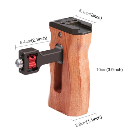 PULUZ 3/8 inch Screw Universal Camera Wooden Side Handle with Cold Shoe Mount for Camera Cage Stabilizer(Bronze) - Camera Accessories by PULUZ | Online Shopping UK | buy2fix