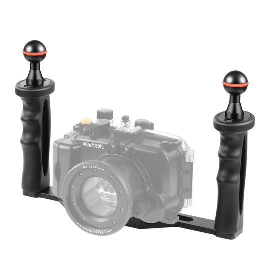 PULUZ Dual Handles Aluminium Alloy Tray Stabilizer for Underwater Camera Housings(Black)