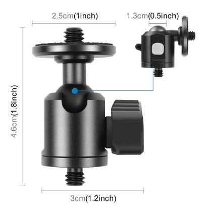 PULUZ 1/4 inch Outer Screw Metal Tripod Ball Head Adapter with Knob Lock(Black) - Camera Accessories by PULUZ | Online Shopping UK | buy2fix