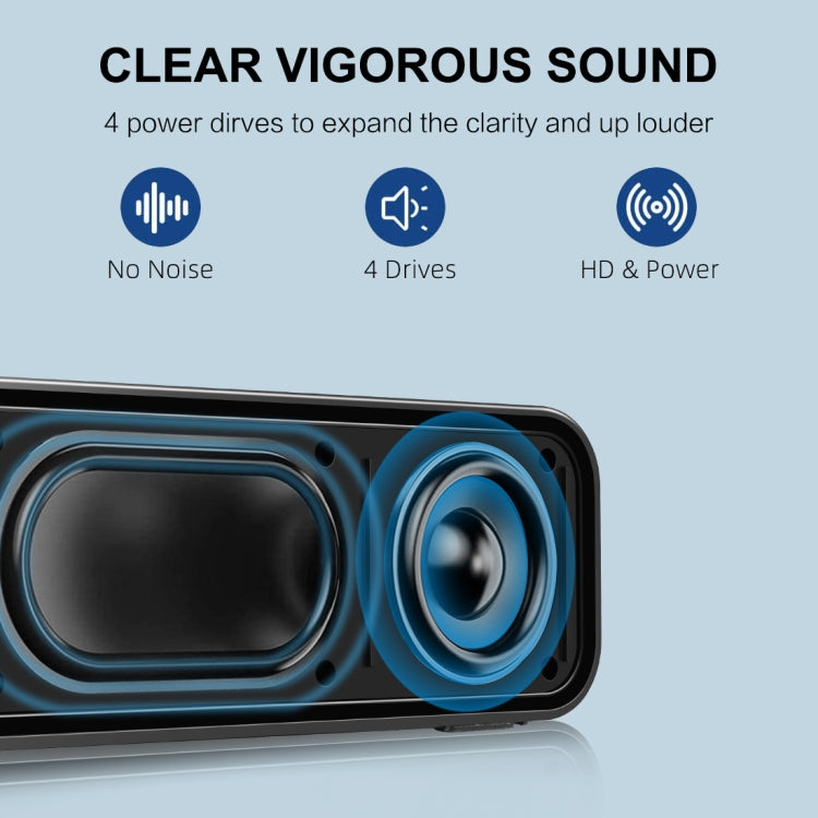 PULUZ 10W Soundbar Wired Wireless Bluetooth Surround Speaker(Black) - Desktop Speaker by PULUZ | Online Shopping UK | buy2fix
