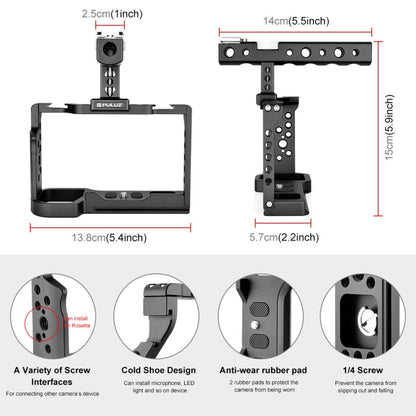 PULUZ Video Camera Cage Filmmaking Rig with Handle for Sony Alpha 7C / ILCE-7C / A7C(Black) - Camera Accessories by PULUZ | Online Shopping UK | buy2fix