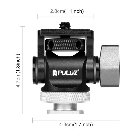 PULUZ Mini 180 Degree Swing Tripod Ball Head Cold Shoe Mount Adapter(Silver) by PULUZ