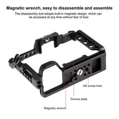 PULUZ Metal Camera Cage Stabilizer Rig for Sony A7 IV / ILCE-7M4 / A7M4 / A7M3 / A7R3  / A7R III(Black) - Camera Accessories by PULUZ | Online Shopping UK | buy2fix