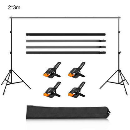 PULUZ 2 x 3m Photo Studio Background Support Stand Backdrop Crossbar Bracket(Black) - Camera Accessories by PULUZ | Online Shopping UK | buy2fix