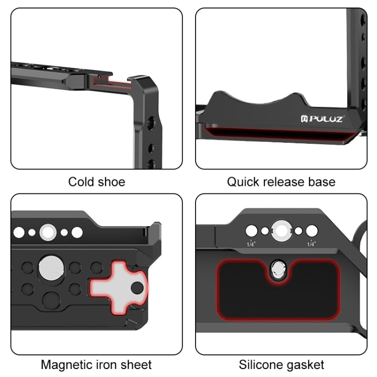 For Sony ZV-E1 PULUZ Aluminum Alloy Camera Cage Stabilizer (Black) - Camera Cage by PULUZ | Online Shopping UK | buy2fix