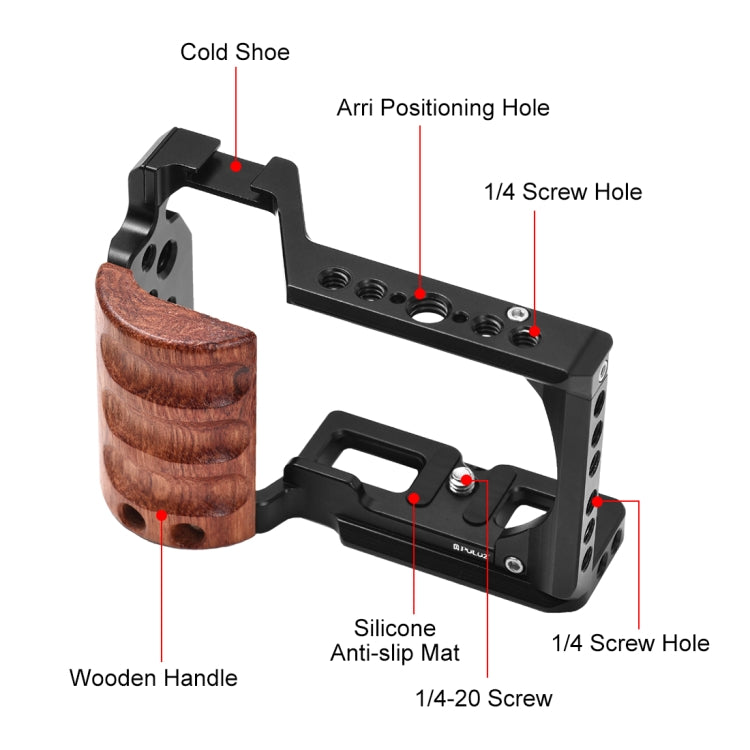 For Sony ZV-E10 PULUZ Wood Handle Metal Camera Cage Stabilizer Rig - Camera Cage by PULUZ | Online Shopping UK | buy2fix